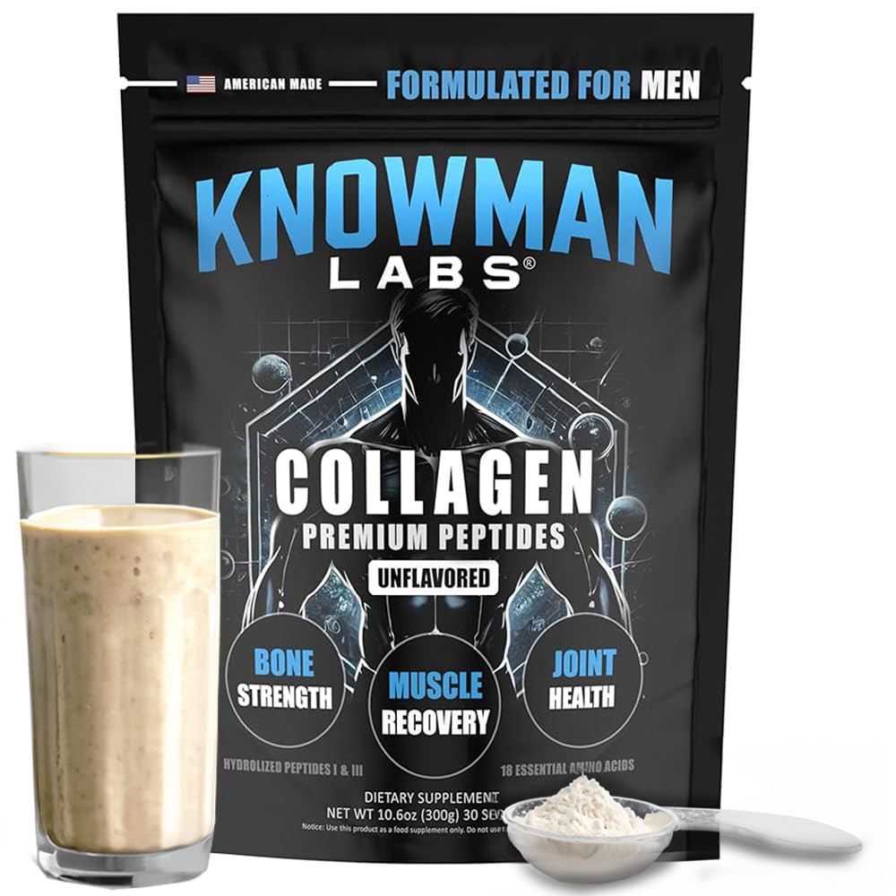 Knowman Labs Premium Collagen for Men, Bone, Joint & Muscle Formula Powder 10.6 Ounce