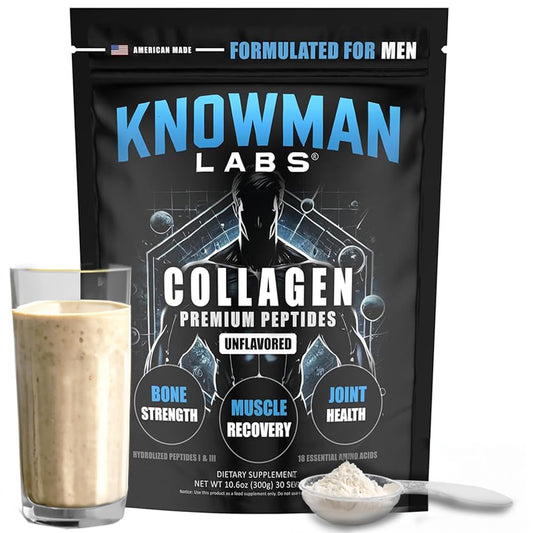 Knowman Labs Premium Collagen for Men, Bone, Joint & Muscle Formula Powder 10.6 Ounce