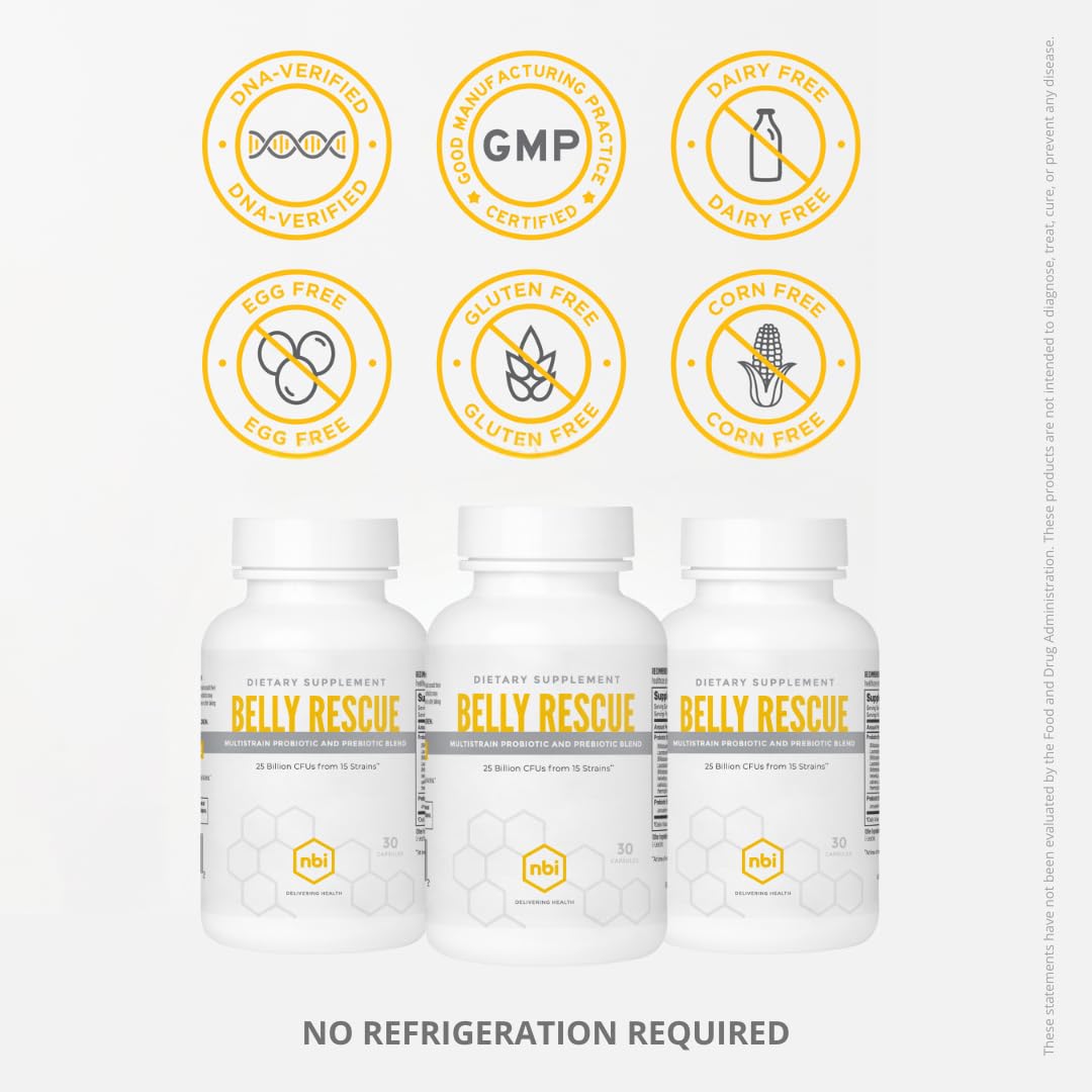 NBI Belly Rescue Probiotics & Prebiotics Blend Capsules, 30 Count