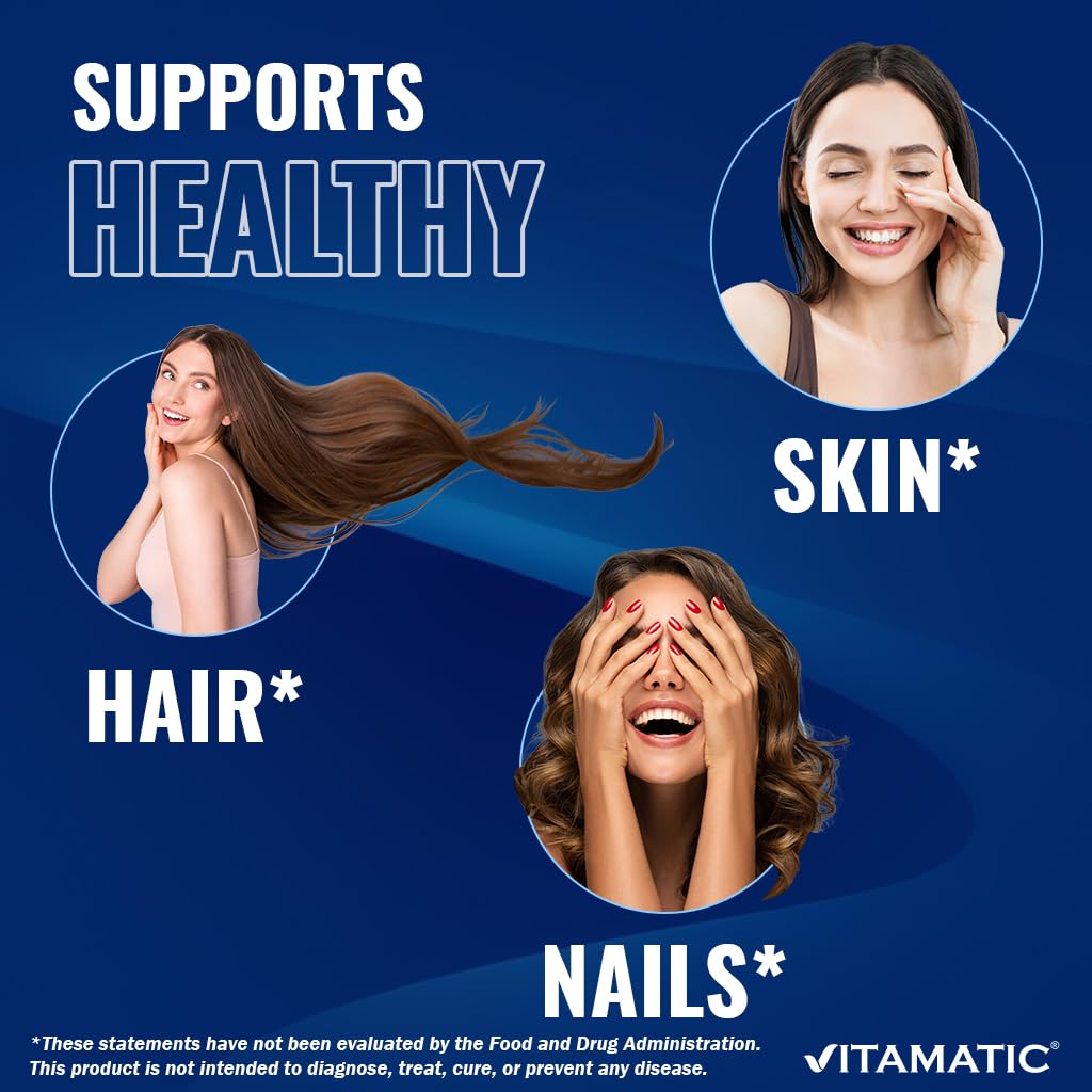 Vitamatic Biotin 10,000 mcg (10 mg) for Stronger Hair, Skin & Nails, 730 Tablets