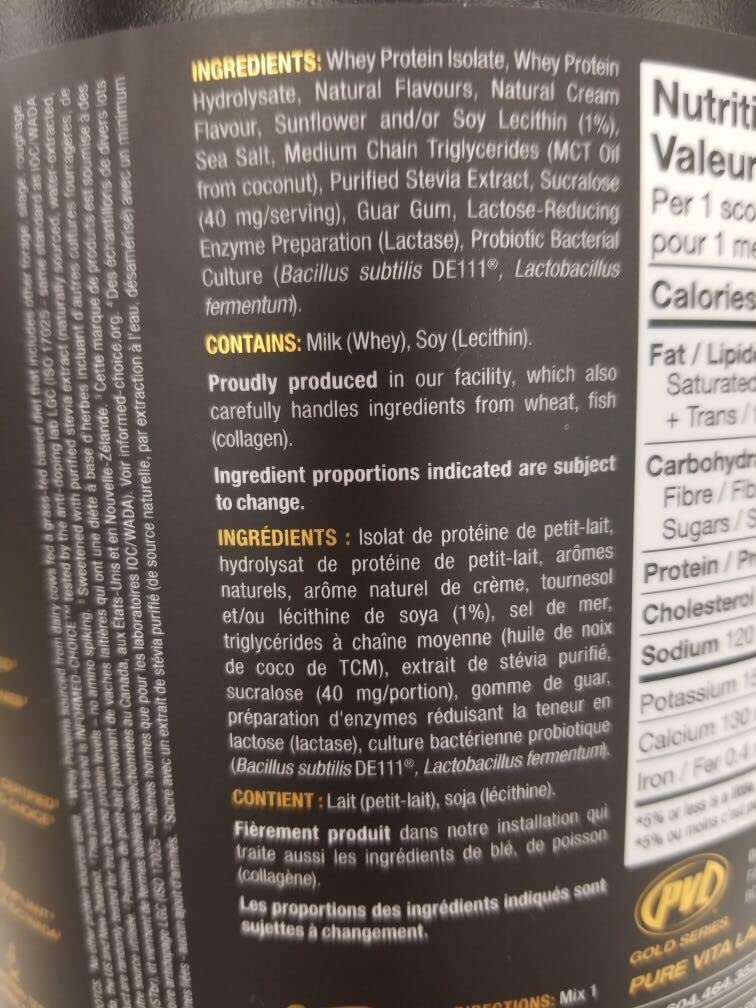 PVL ISO GOLD Grass Fed Premium Isolate 100% Whey Protein Powder 908