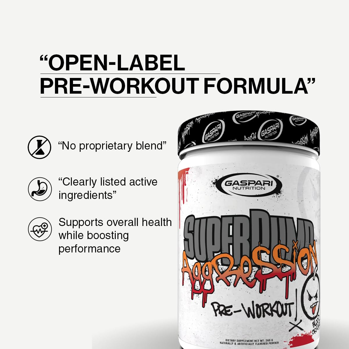 Gaspari Nutrition SuperPump Aggression Pre-Workout Powder Blood Orange 15.87 oz