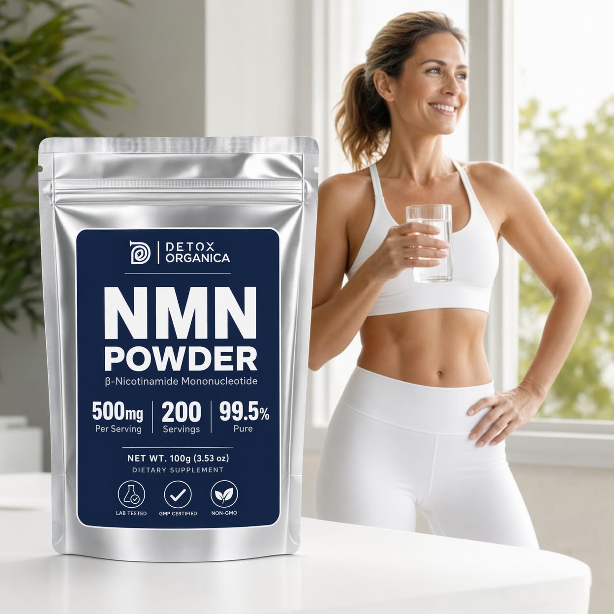 Detox Organica NMN Powder Supplement, Powder, 3.53 Ounce