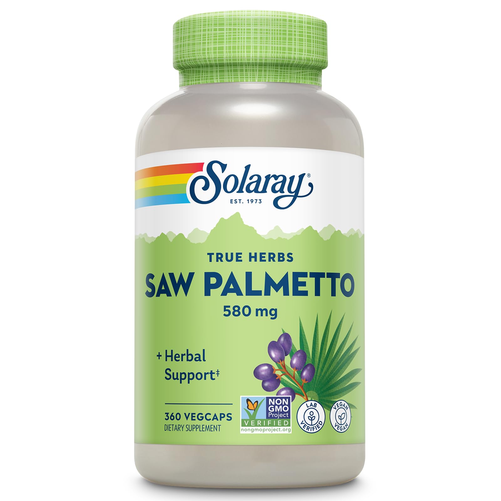 SOLARAY Saw Palmetto Berries 580 mg Capsule, 360 Capsules