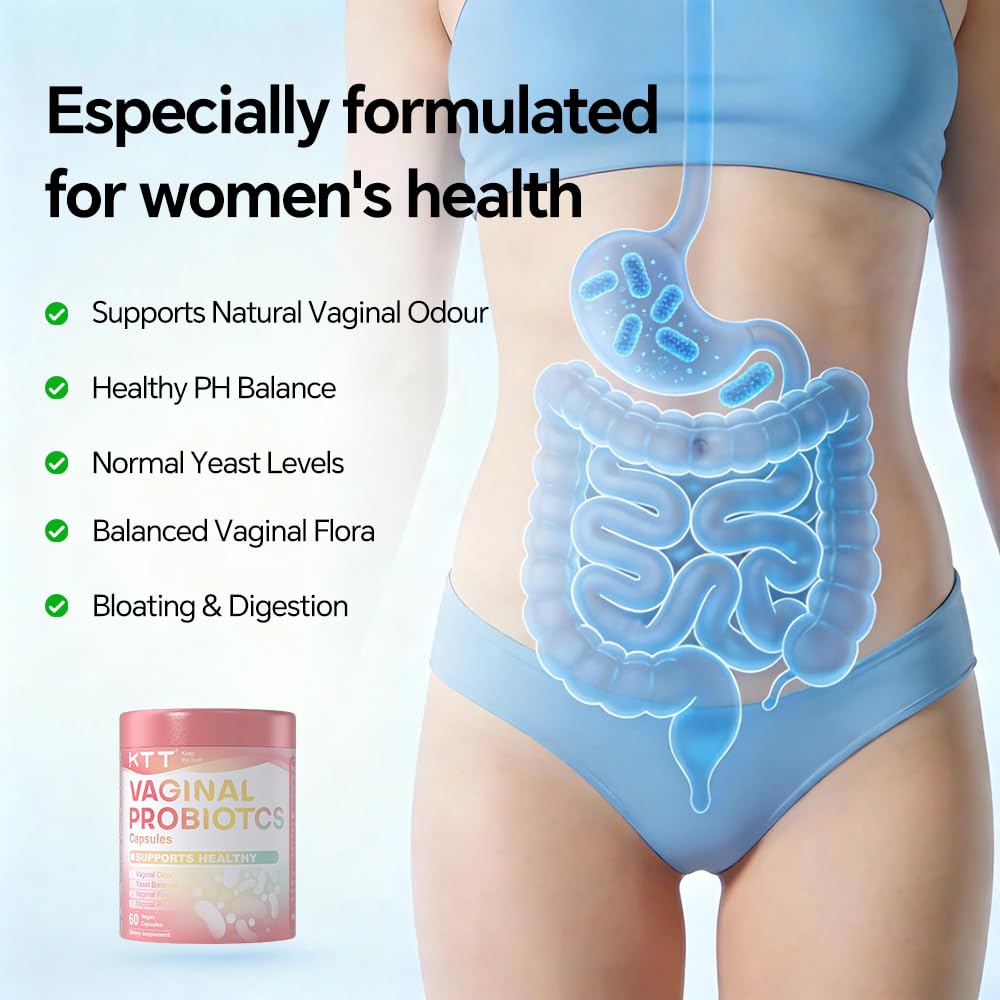 KTT Probiotics Women Vaginal Probiotics URO Viginal Probiotic Prebiotics and Probiotics for Feminine Health 5B CFU 4 Strains Lactobacillus pH Balance Gut & Immune Support Shelf Stable 180 Capsules