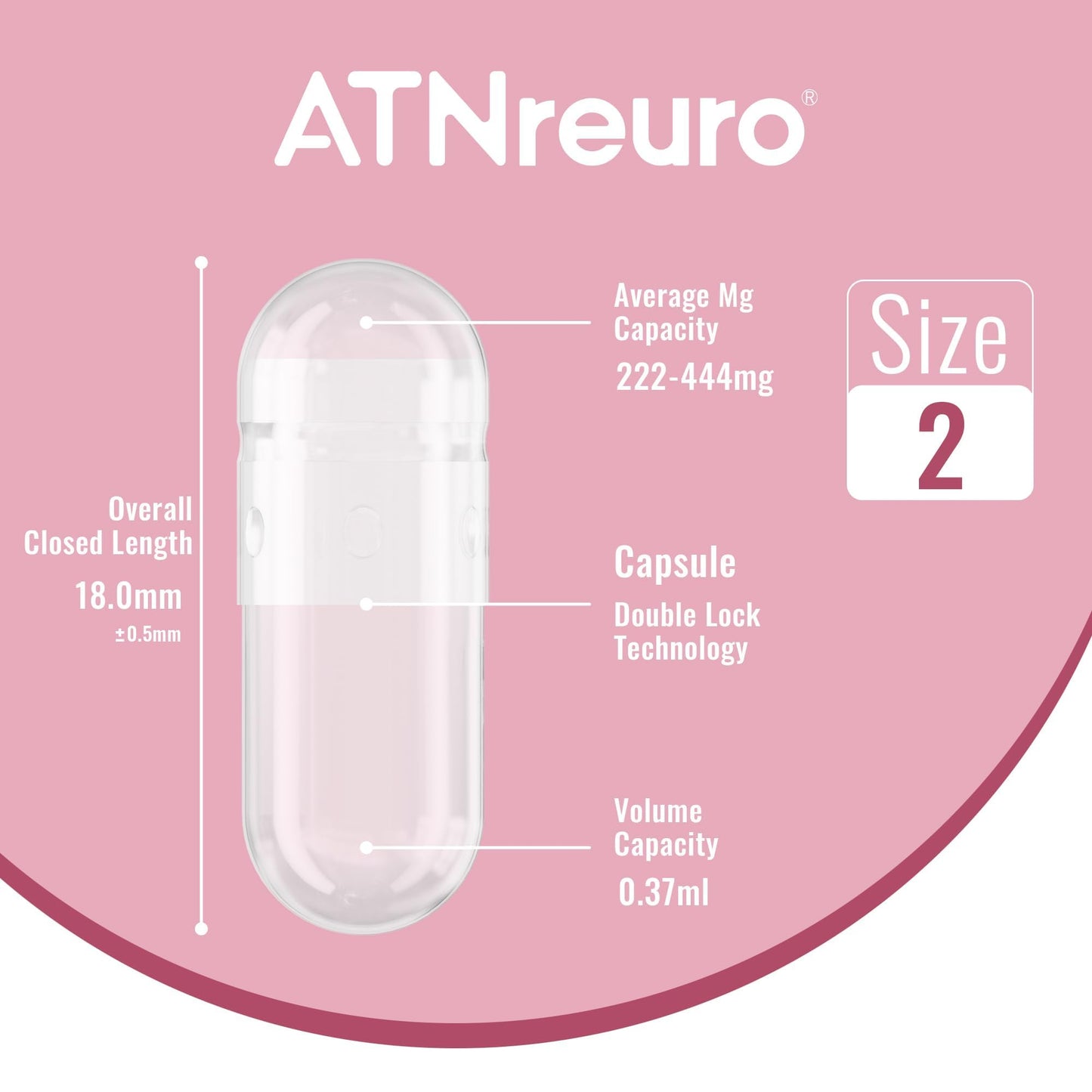 ATNreuro Empty Gelatin Capsules 500 Count