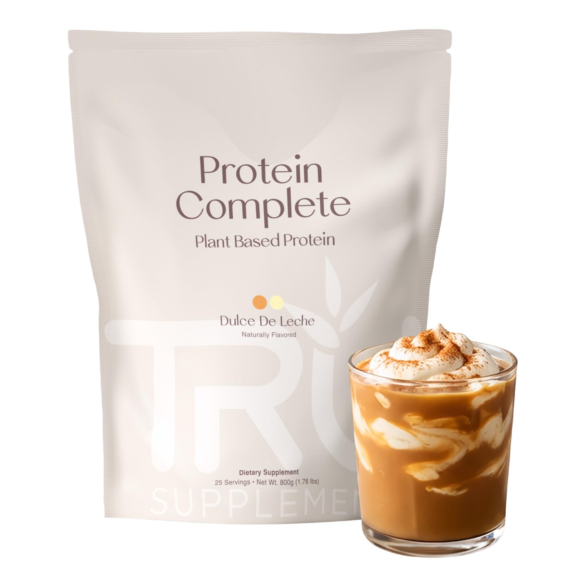 TRU Supplements Plant Based Protein Powder with Brown Rice & Pea Protein, 26.4 oz