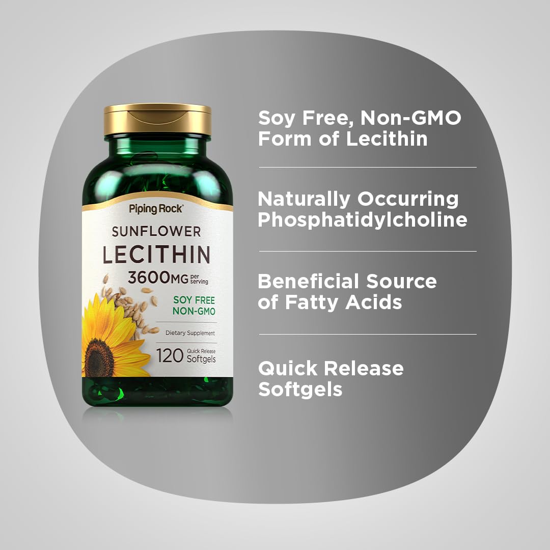 Piping Rock Sunflower Lecithin Softgel Capsules, 120 Count