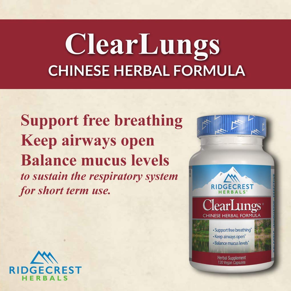 RidgeCrest Herbals Clearlungs (Red), Herbal Breathing Support, Original Formula Capsules, 120 Count