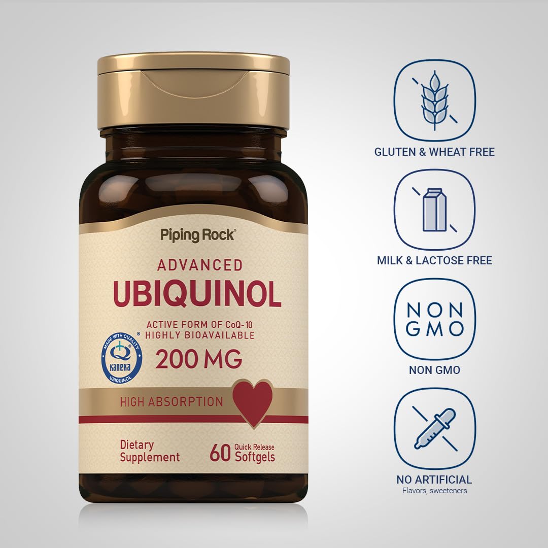 Piping Rock Ubiquinol 200mg Soft Gel 60 Count
