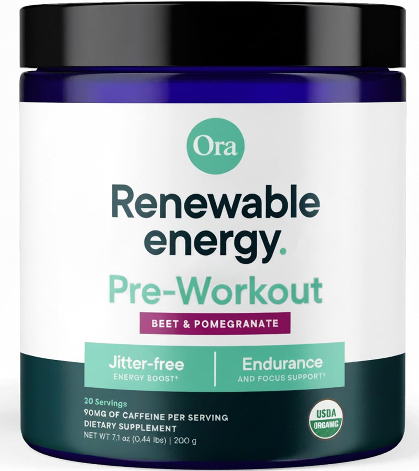 Ora Organic Pre Workout Powder Berry Beet Flavor 7.1 Ounce