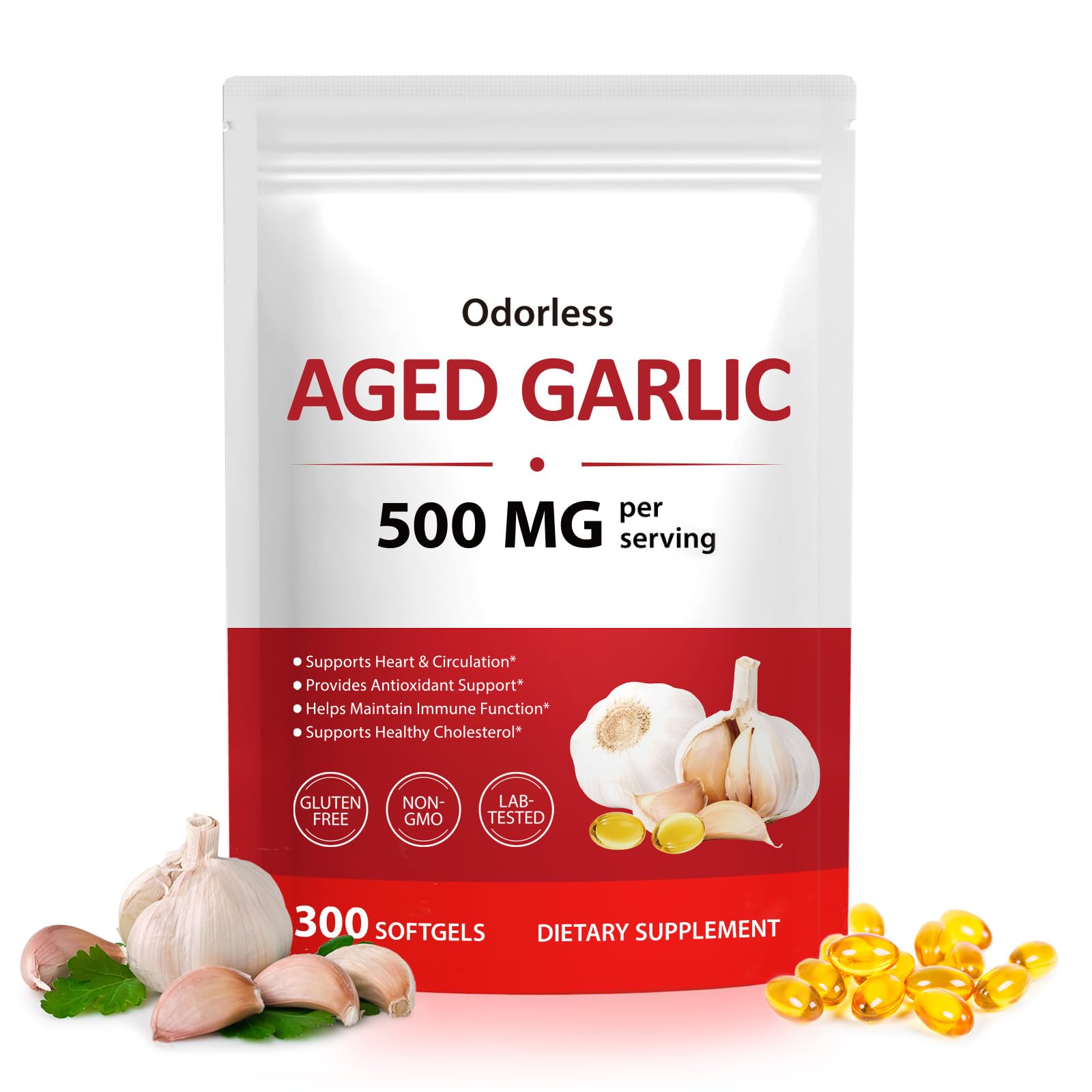 Akeeronn Odorless Aged Garlic Extract 300 Softgels