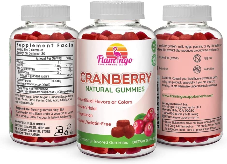 Flamingo Supplements Cranberry Gummies 1000 mg, 60 Gummies