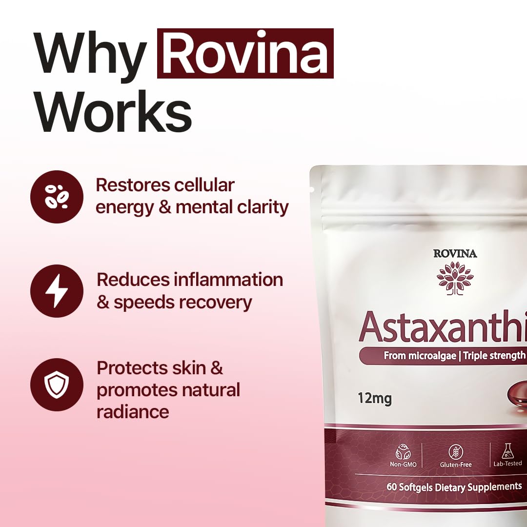 ROVINA Astaxanthin 12mg Softgels, 60 Softgels