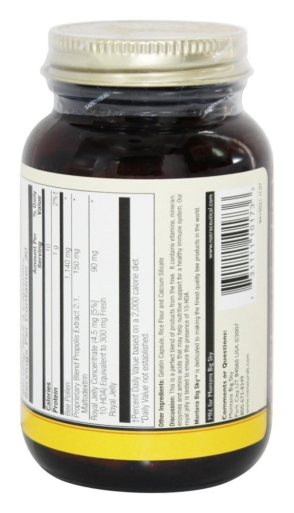 Montana Big Sky Bee Pollen with Royal Jelly & Propolis, 90 Capsules