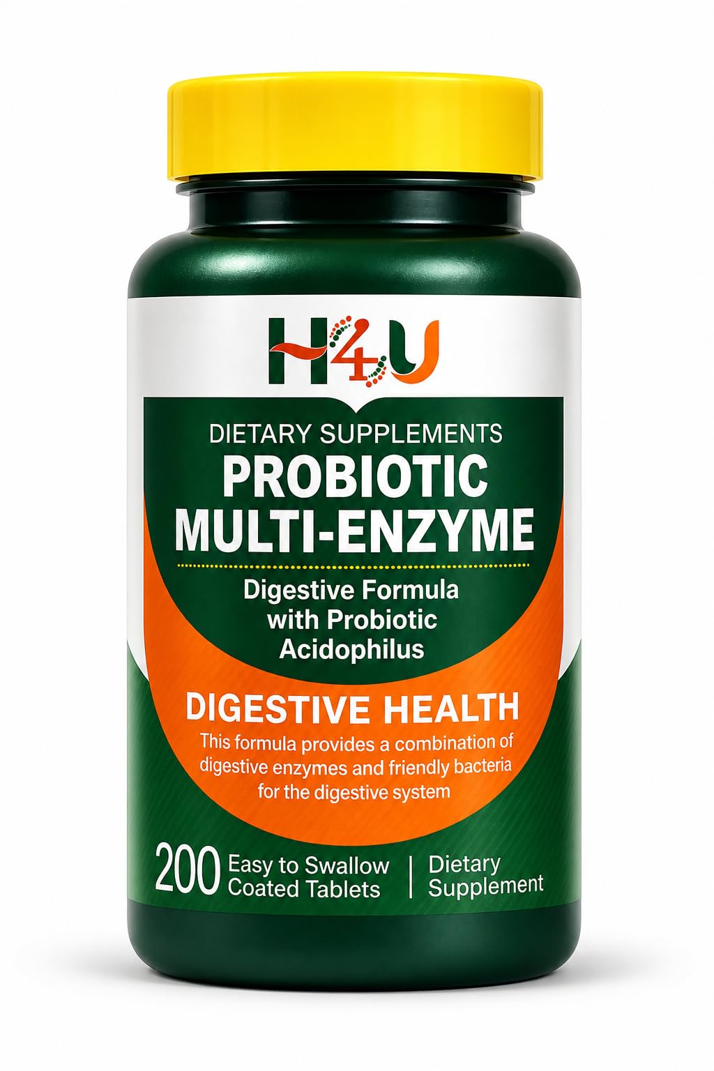 H4U Probiotic Multi Enzyme Supplement for Digestive Health 200 Tablets
