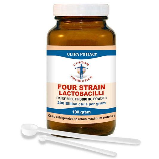 Custom Probiotics Four Strain Lactobacilli Probiotic Powder 3.5274 Ounce