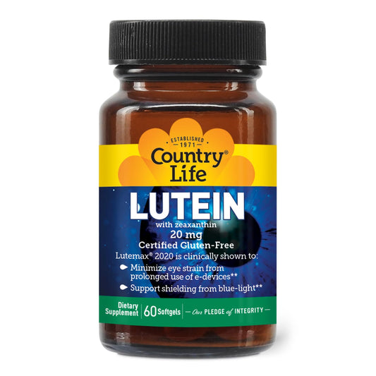 Country Life Lutein 20 mg Supplement Softgel, 60 Count
