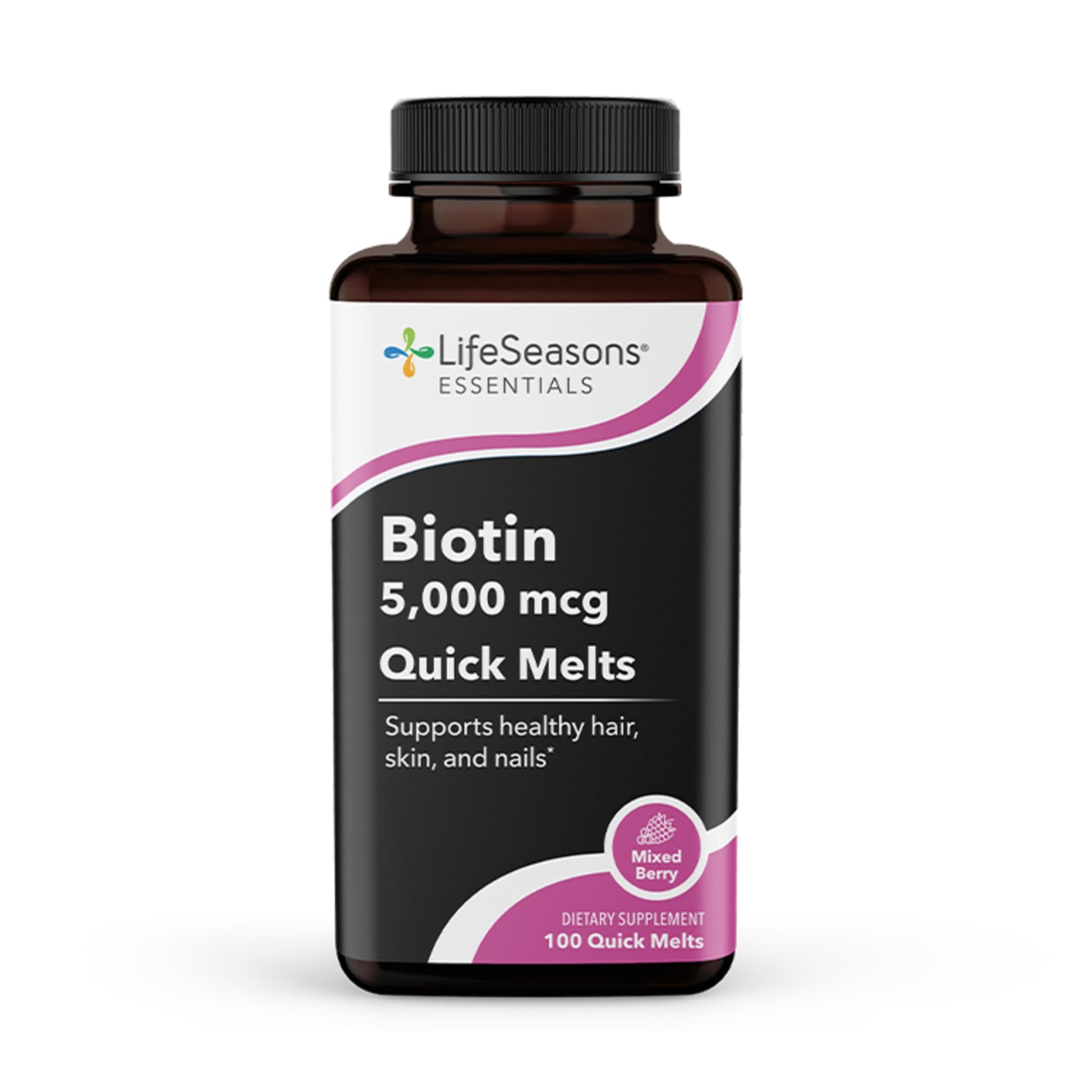 LifeSeasons Biotin 5,000 mcg Quick Melts Tablet – Hair, Skin & Nails Support – Vitamin B7 – 100 Count