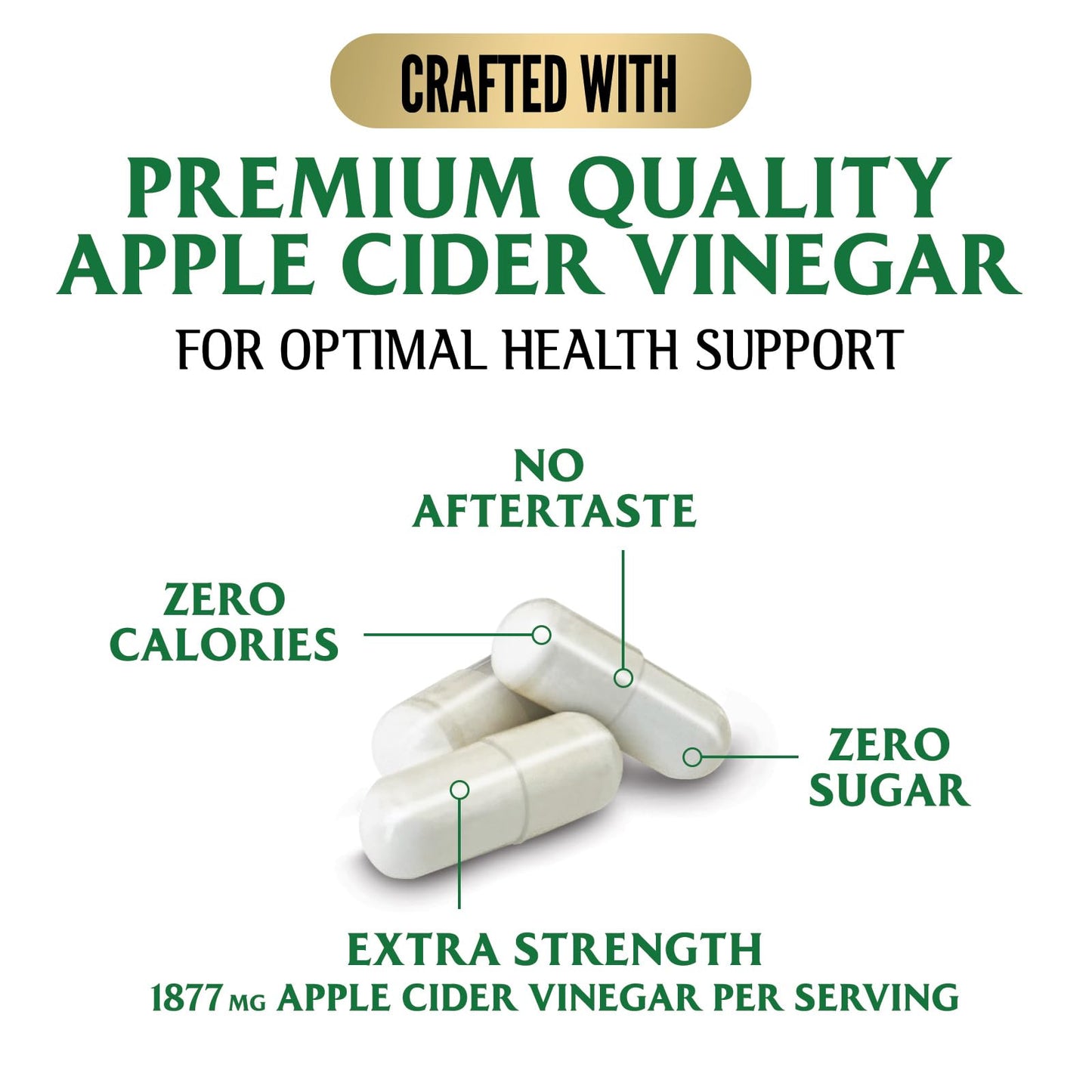 Nature's Peak Apple Cider Vinegar 1877mg Per Serving ACV Supplement Capsules, 60 Capsules