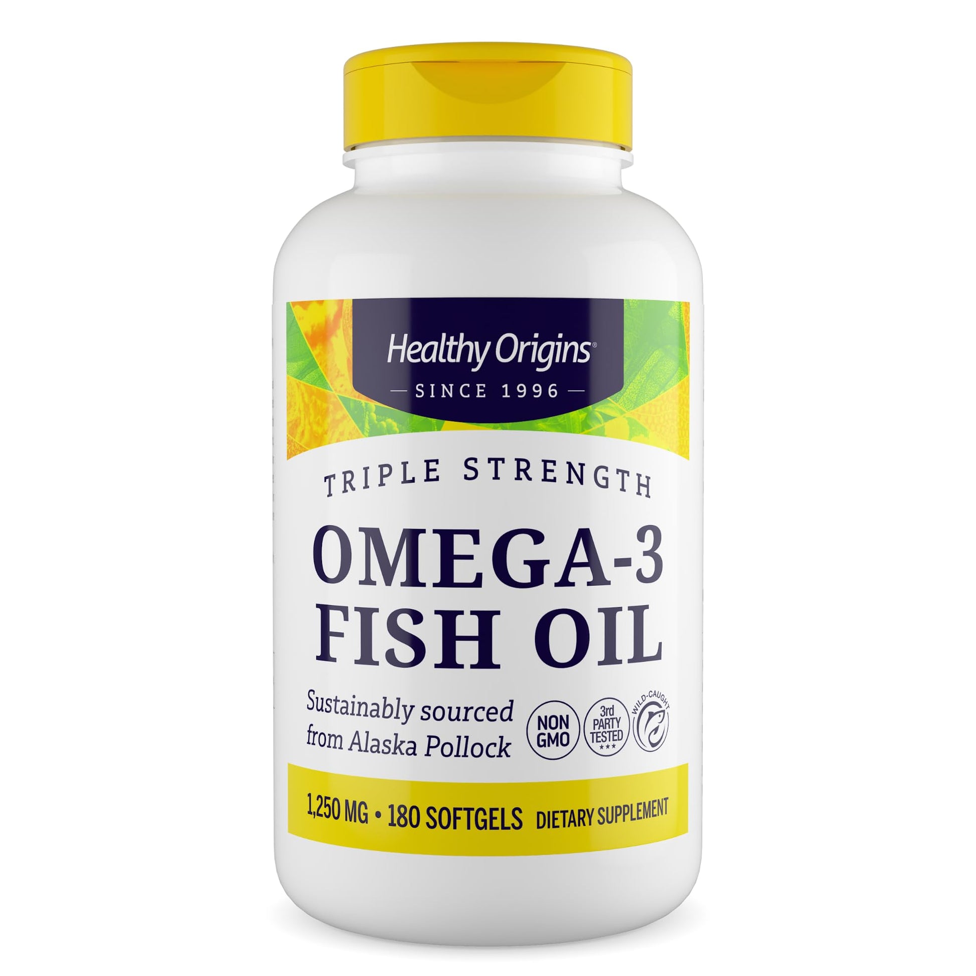 Healthy Origins Triple Strength Omega 3 Fish Oil 1250mg Softgels 180