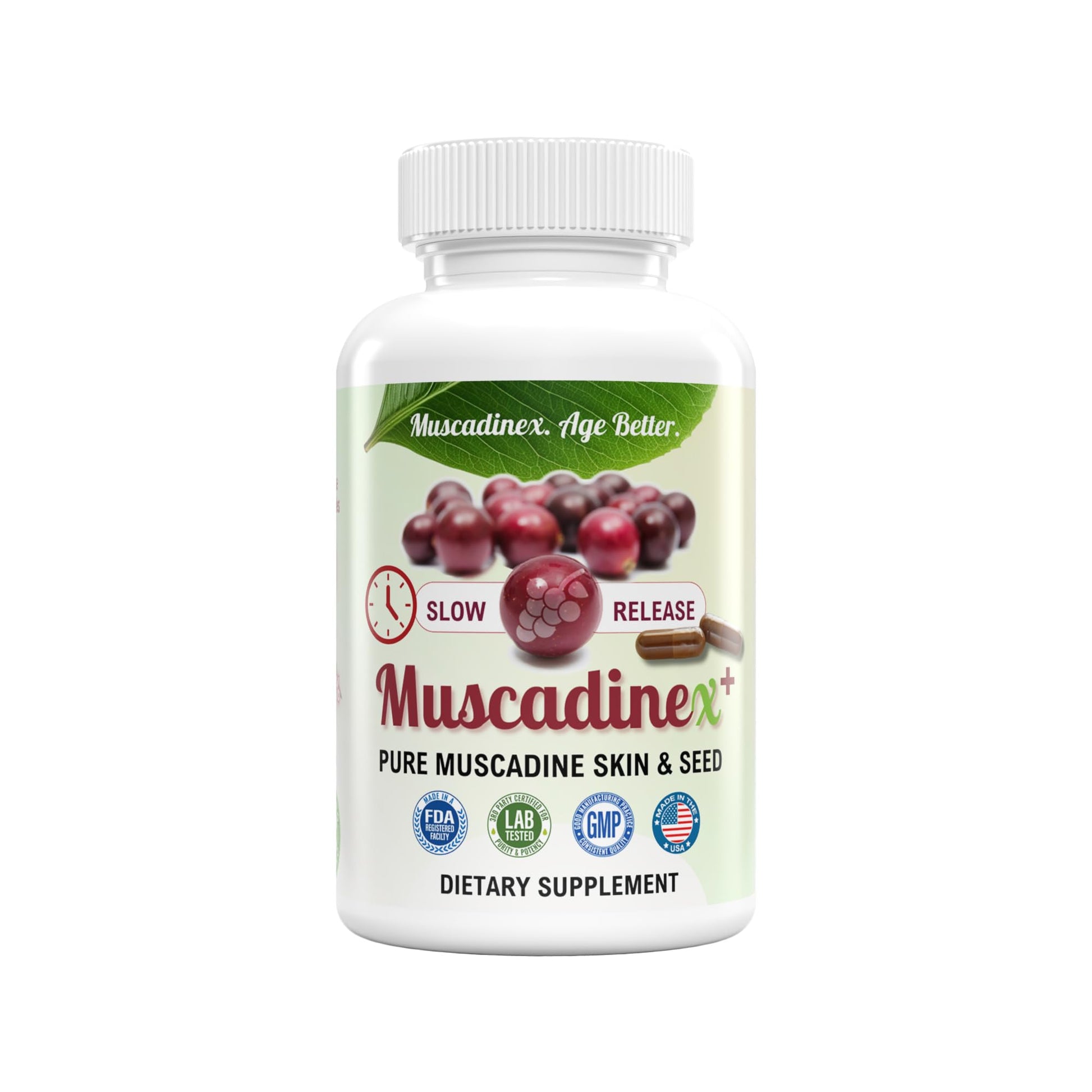 Muscadinex Muscadine Grapeseed Supplement Slow Release Capsules, 60 Capsules