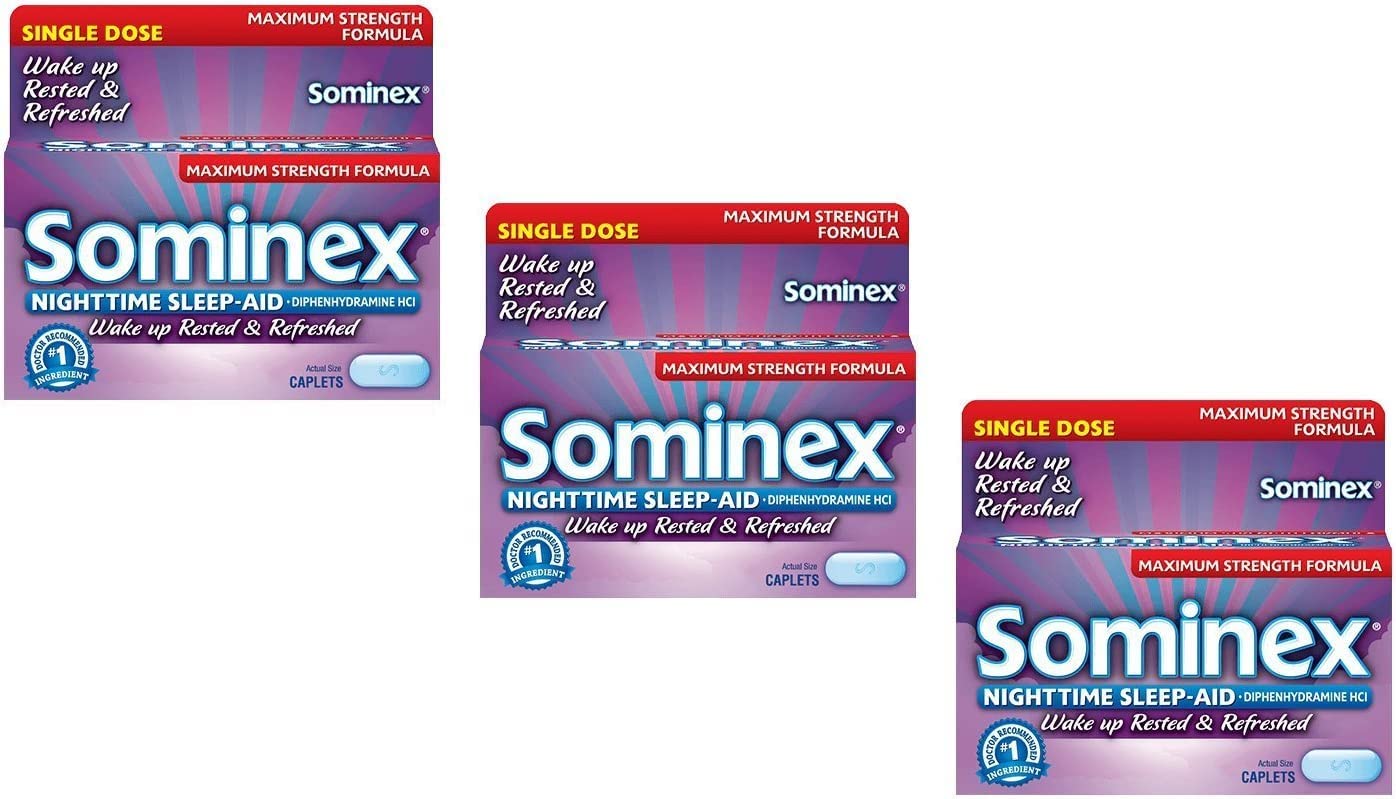 Sominex Nighttime Sleep-Aid Caplets, 3 Pack