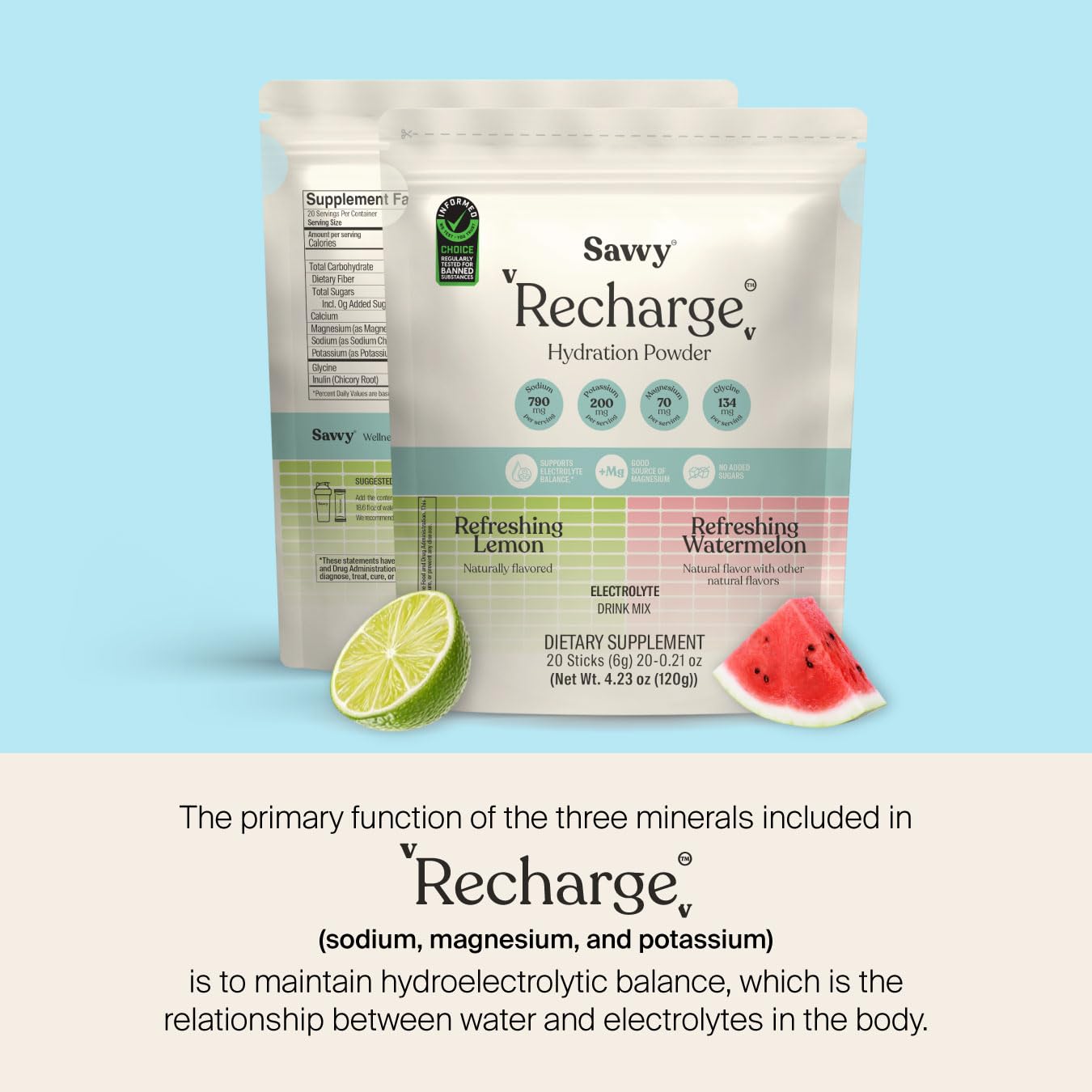 SAVVY Recharge Electrolyte Powder, 20 Sachets