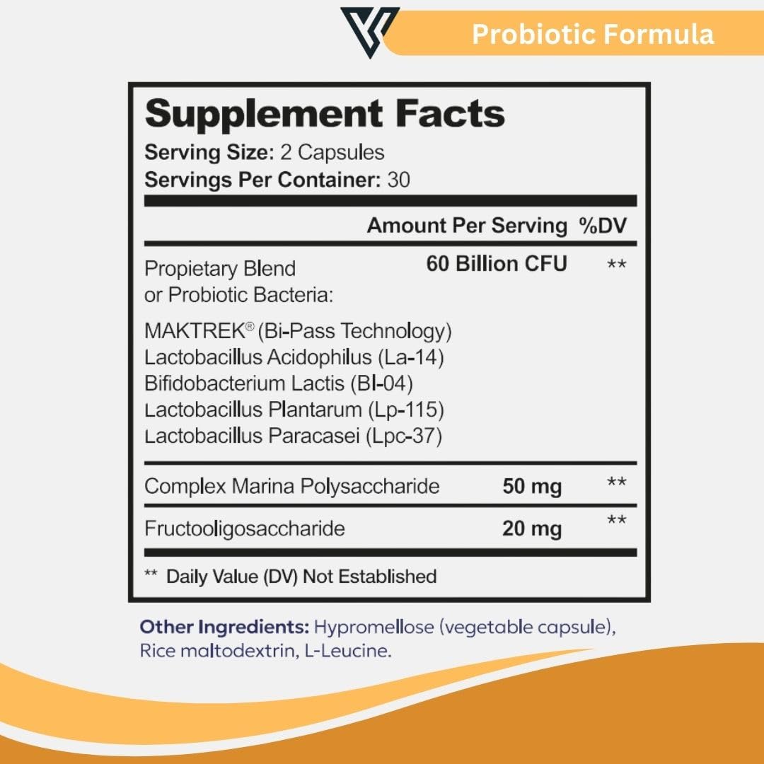 Visible Science Probiotic Formula Probiotic Strains Gut Digestive & Immune Health Support 60 Billion CFU Capsules 60