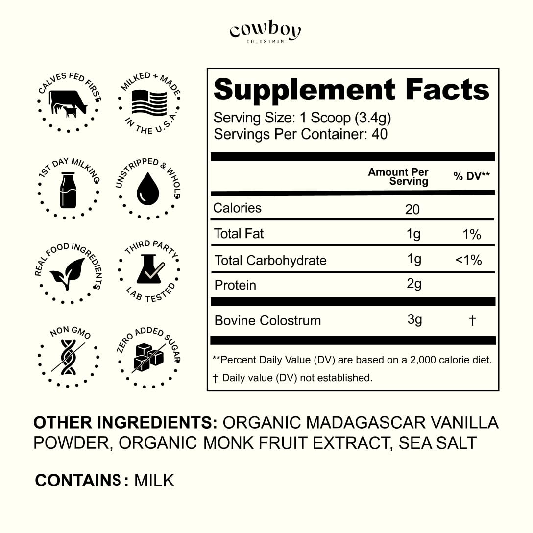 COWBOY COLOSTRUM Grass-Fed Colostrum Powder 4.8 Ounce