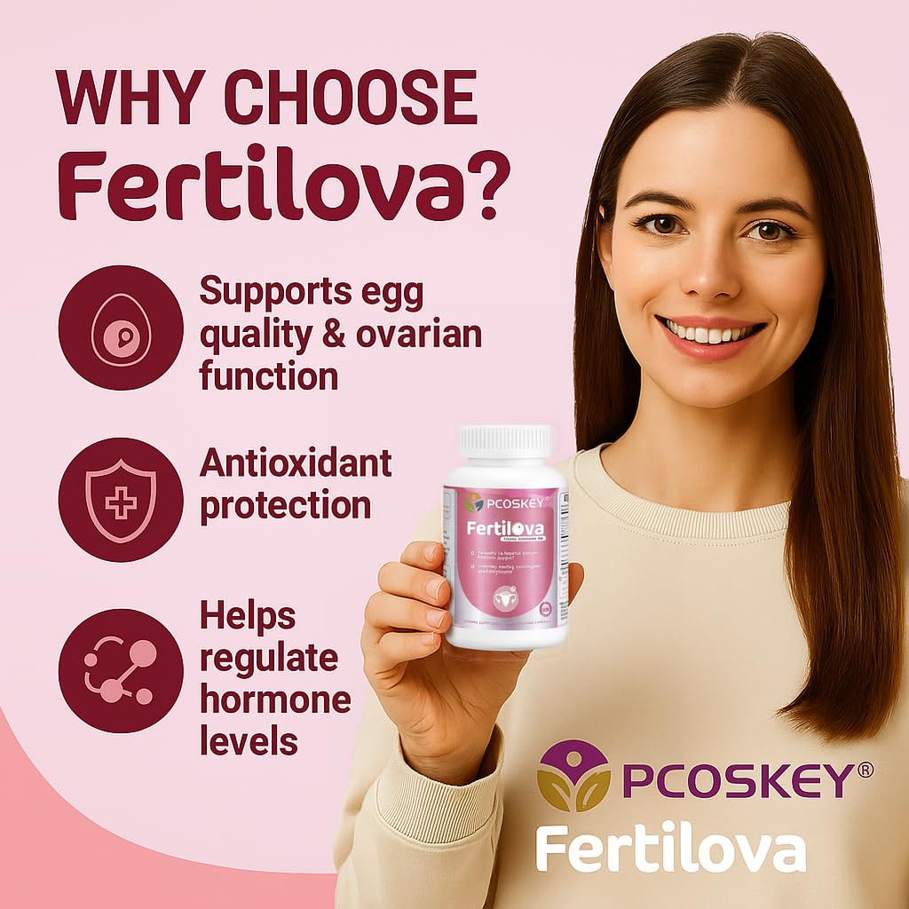 pcoskey Fertilova Women’s Reproductive Health Support Supplement – Myo-Inositol, Methylfolate, CoQ10 & Antioxidants – Cellular Health & Energy Support Capsule 120