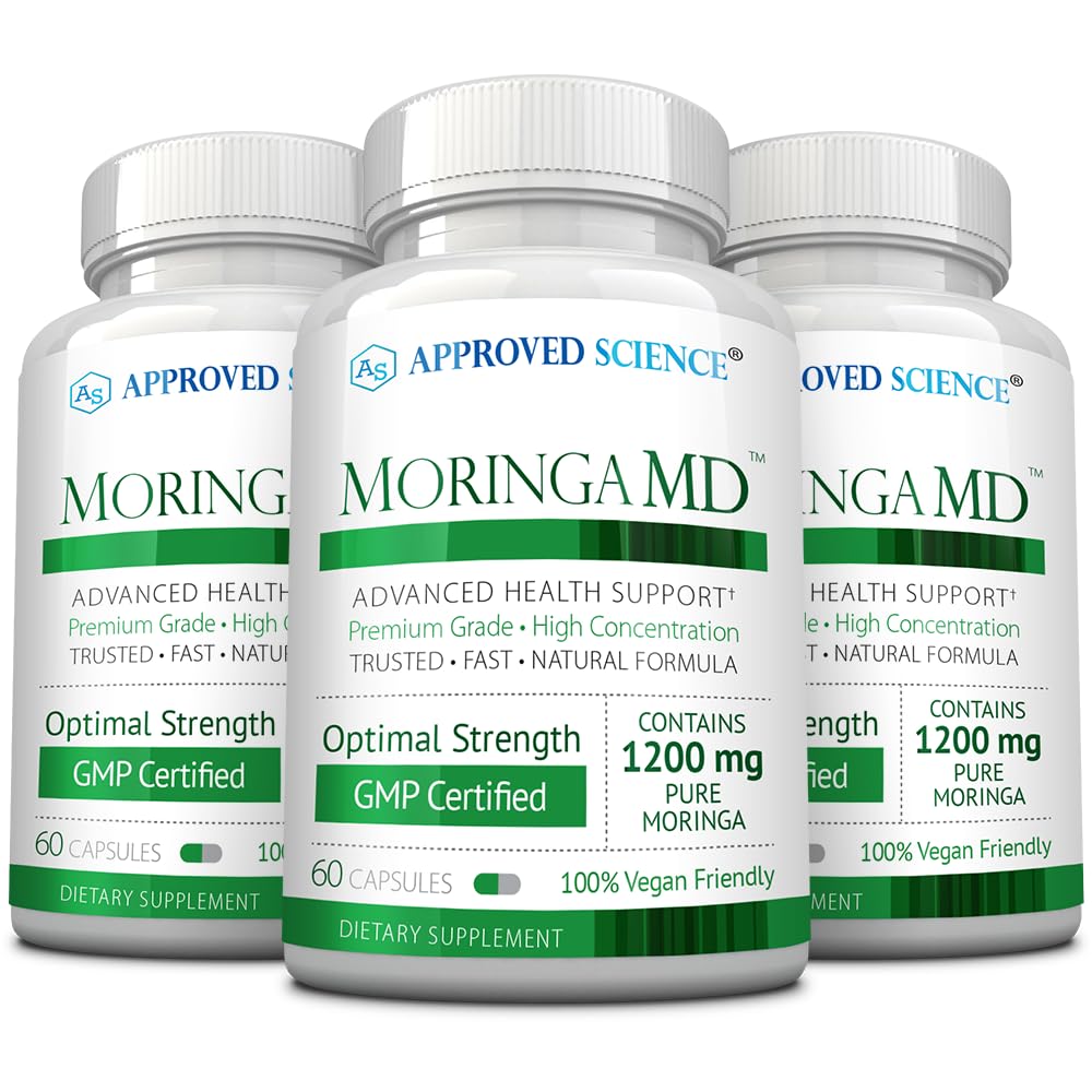 Approved Science MoringaMD Moringa Oleifera Supplement 1200 mg Per Serving, 4:1 Moringa Leaf Extract, Vegan Capsules, Non-GMO, 180 Capsules