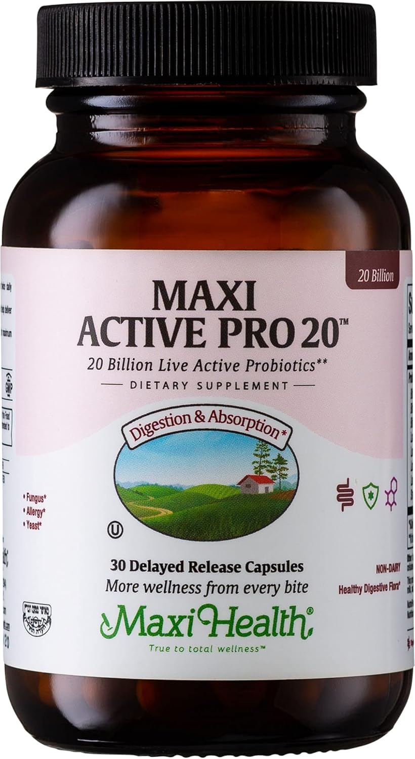 Maxi Health Probiotics for Digestive Health and Gut – 15 Strains, 20 Billion CFU Active Organisms – Probiotics for Men and Women – Daily Probiotic for Digestive Support, Capsule, 30 Count