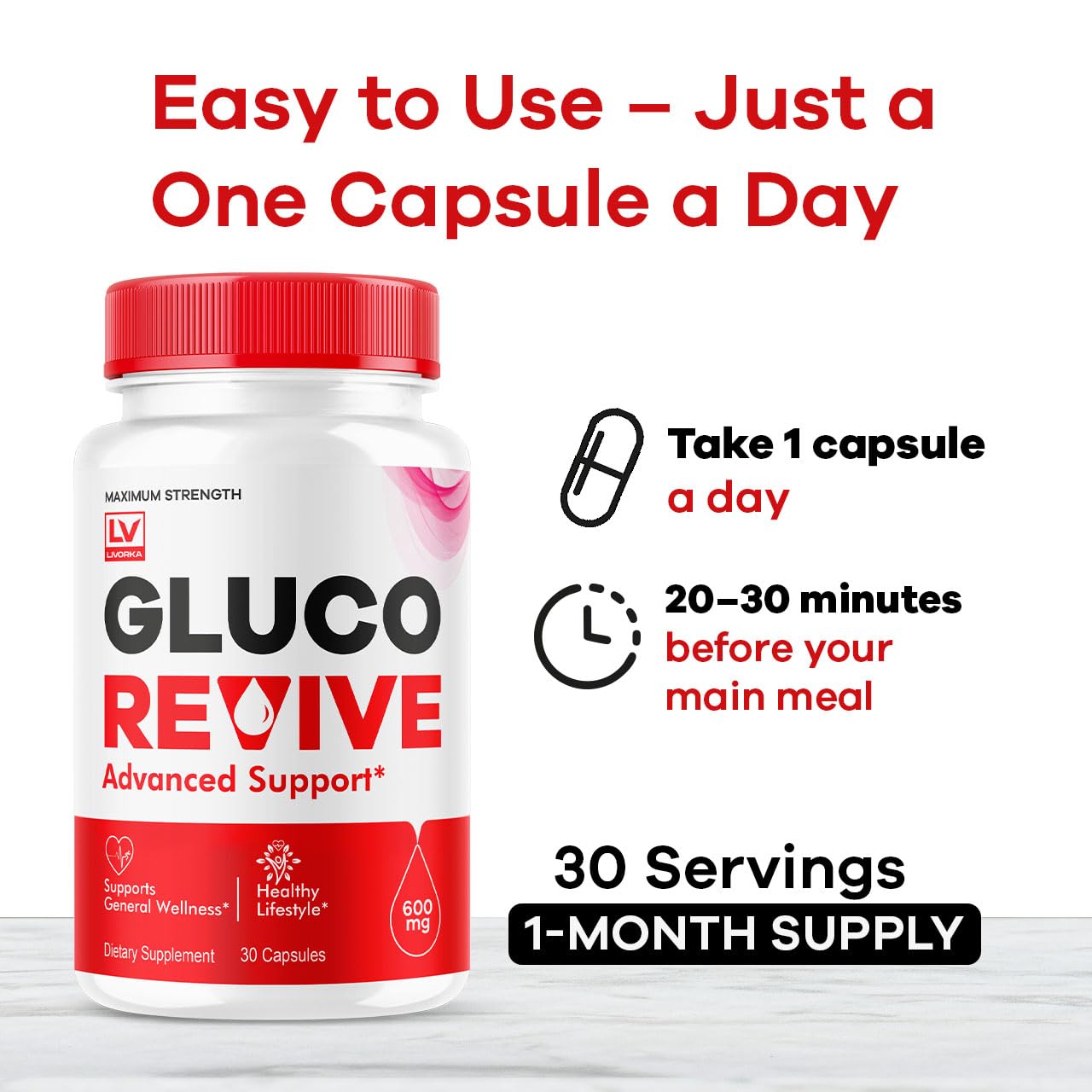 LIVORKA Gluco Revive Capsules, 30 Count