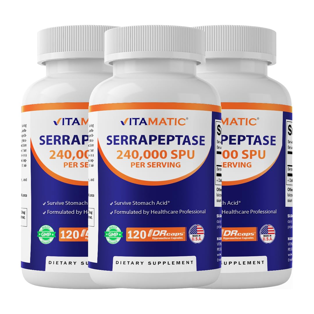Vitamatic Serrapeptase 240,000 SPU, 120 Capsules