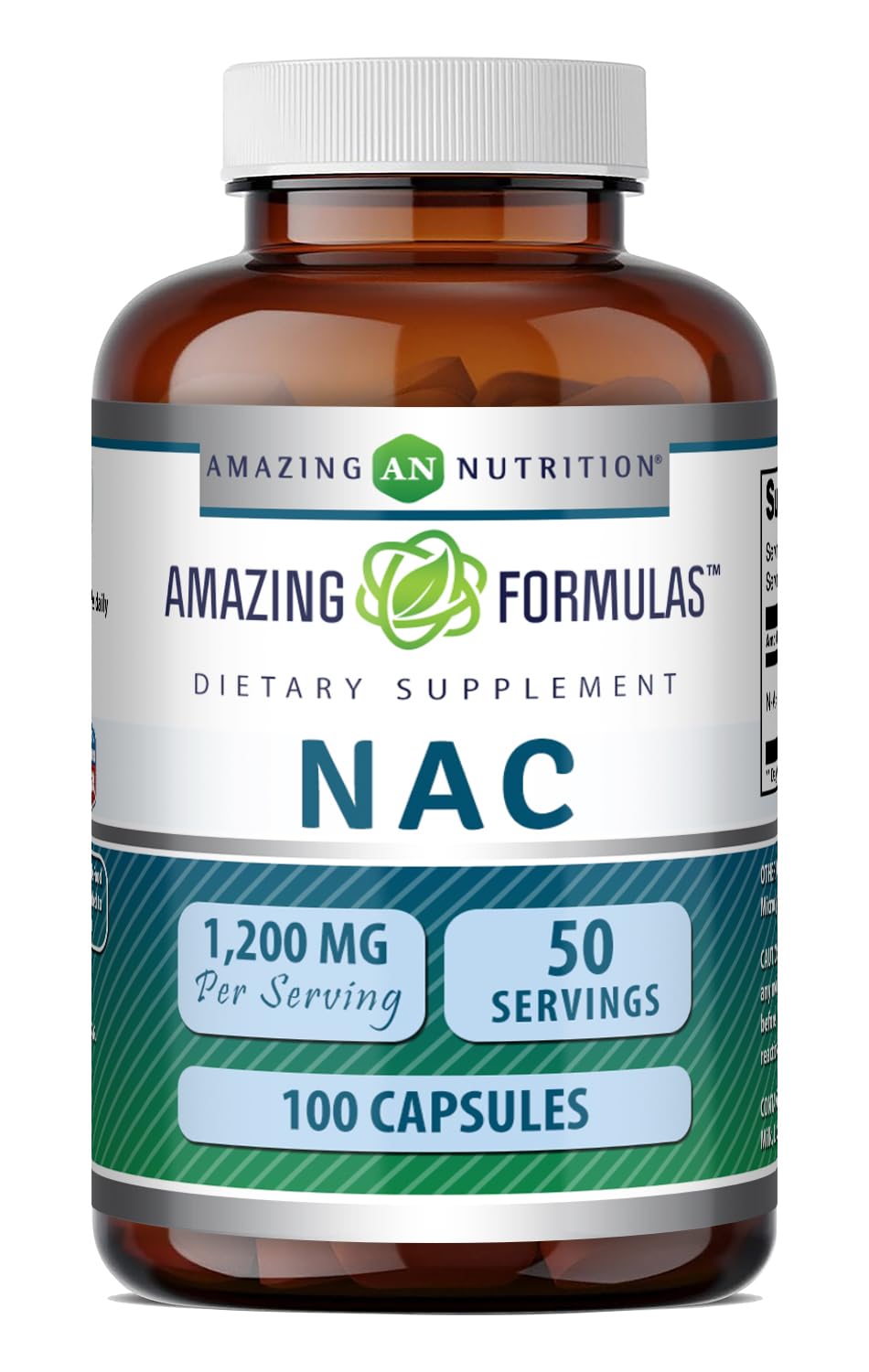 Amazing Nutrition N-Acetyl Cysteine (NAC) 1200 Mg Capsules, 100 Count