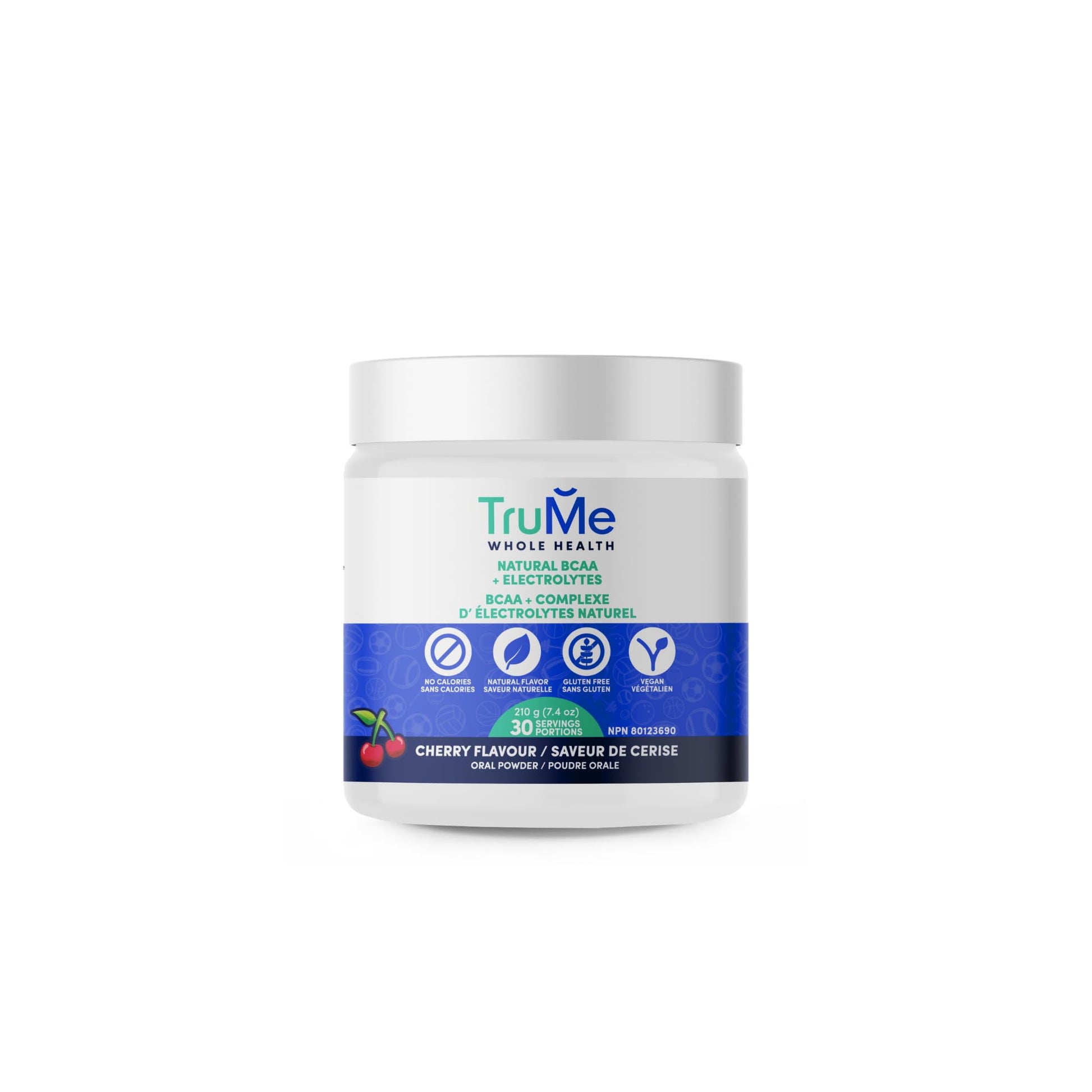 TruMe Whole Health Cherry BCAA Powder with Electrolytes, Amino Acids for Muscle Recovery & Endurance, Sugar Free Intra Workout Hydration Drink, Informed-Sport Certified, Made in Canada, 7.41 Ounce