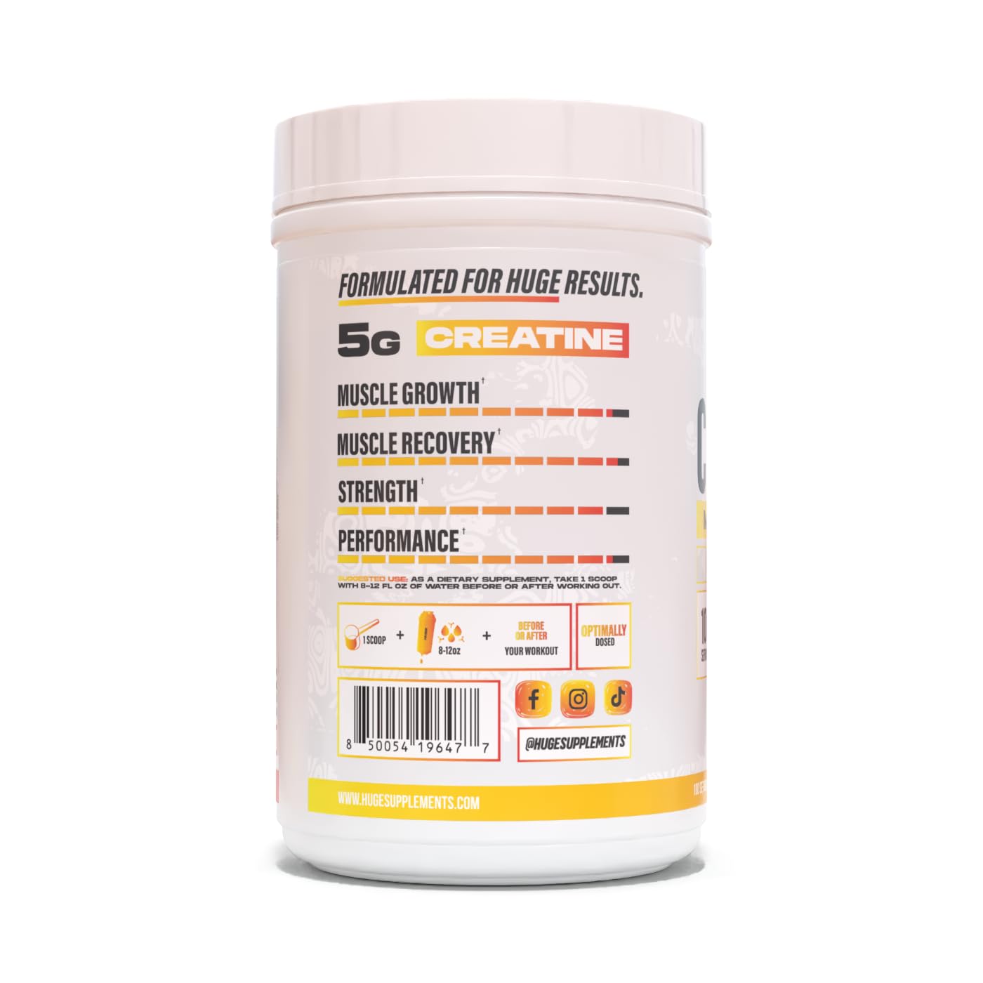 Huge Supplements Creatine Monohydrate Powder - Mango Flavor, 100 Servings