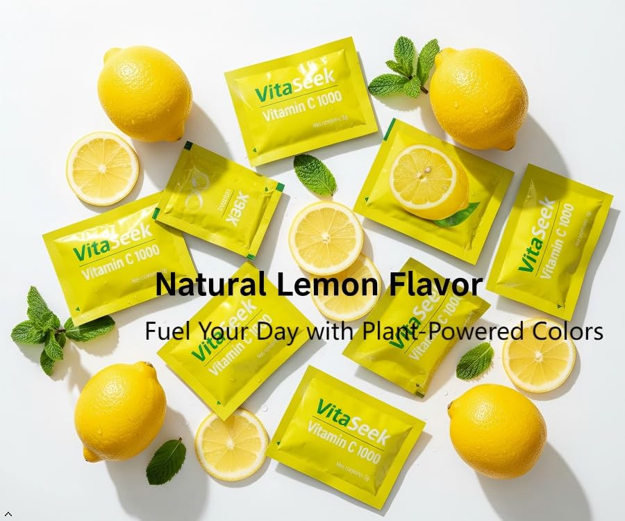 VitaSeek Vitamin C Powder Packets, Sugar Free Lemon Flavor, 120 Packets