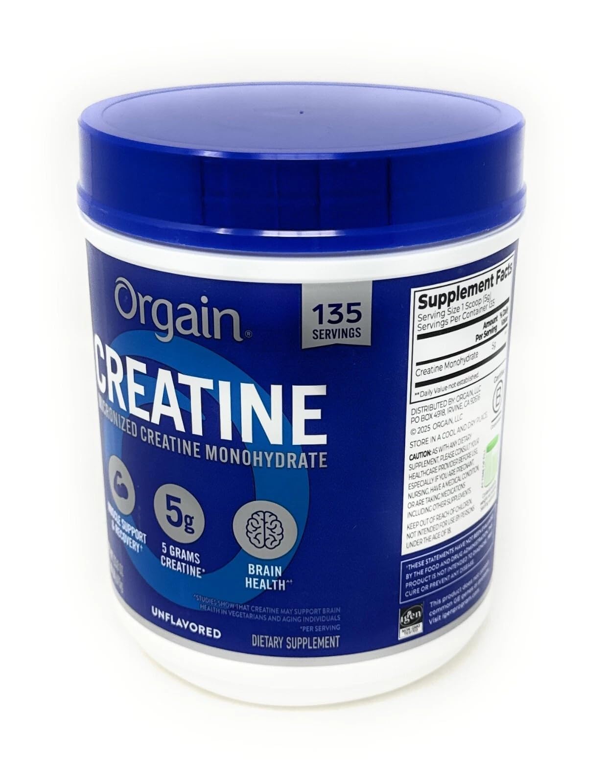 Orgain Micronized Creatine Monohydrate Powder, Unflavored, 23.8 oz