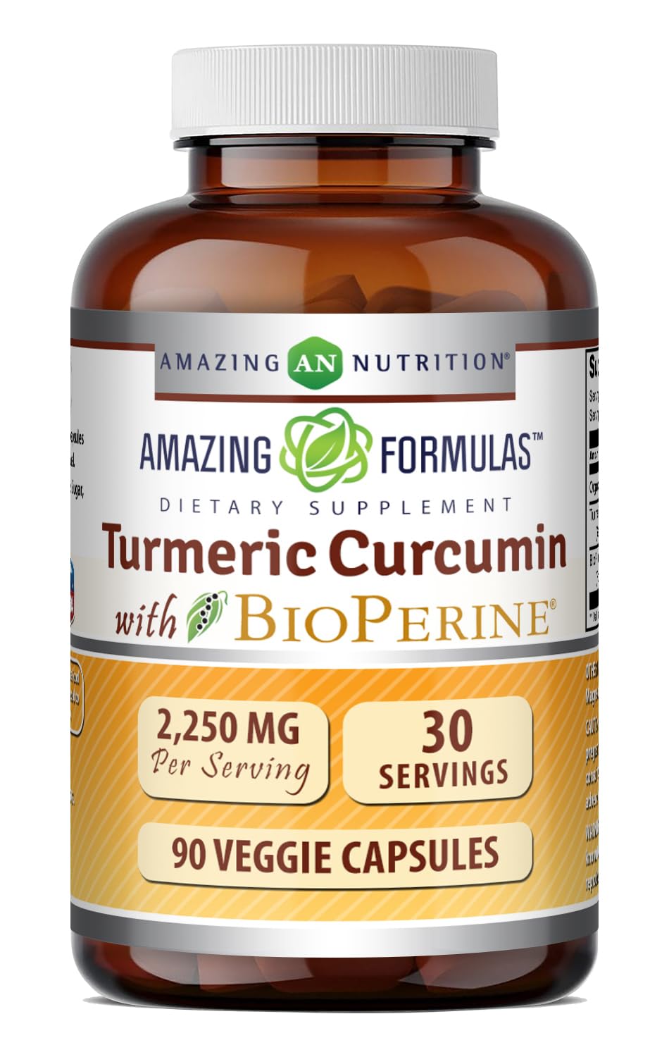 Amazing Nutrition Turmeric Curcumin with Bioperine Capsules, 90 Count