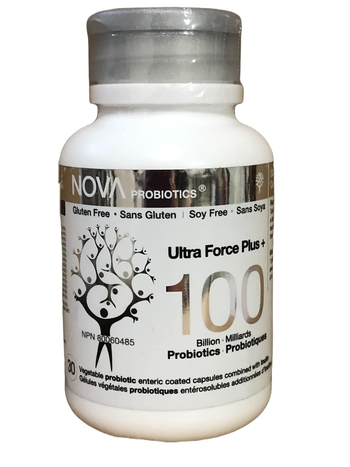 NOVA Probiotics Multi-Strain Ultra Strength Plus+ 100 Billion Probiotics per Capsule, 30 Capsules