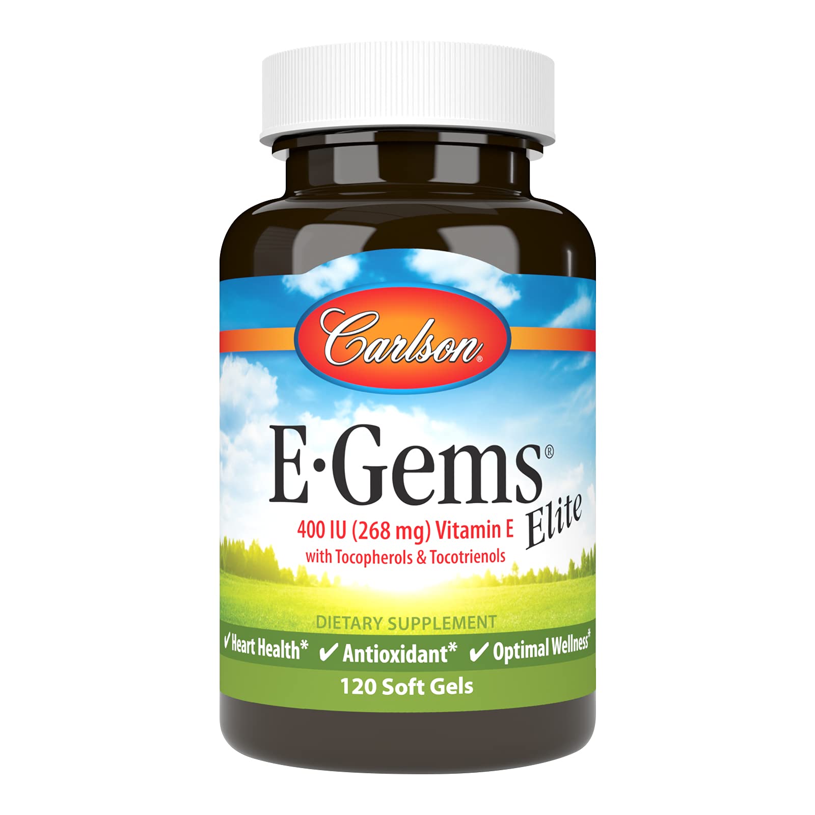 Carlson E-Gems Elite Vitamin E with Tocopherols & Tocotrienols Soft Gels 120