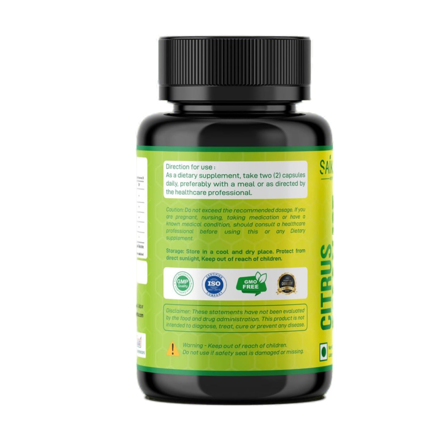 SAIKOU HERBS Citrus Bergamot 1110mg 5-in-1 Cardiovascular Wellness Formula with Black Chokeberry, Olive Leaf, Niacin & Black Pepper, 60 Capsules