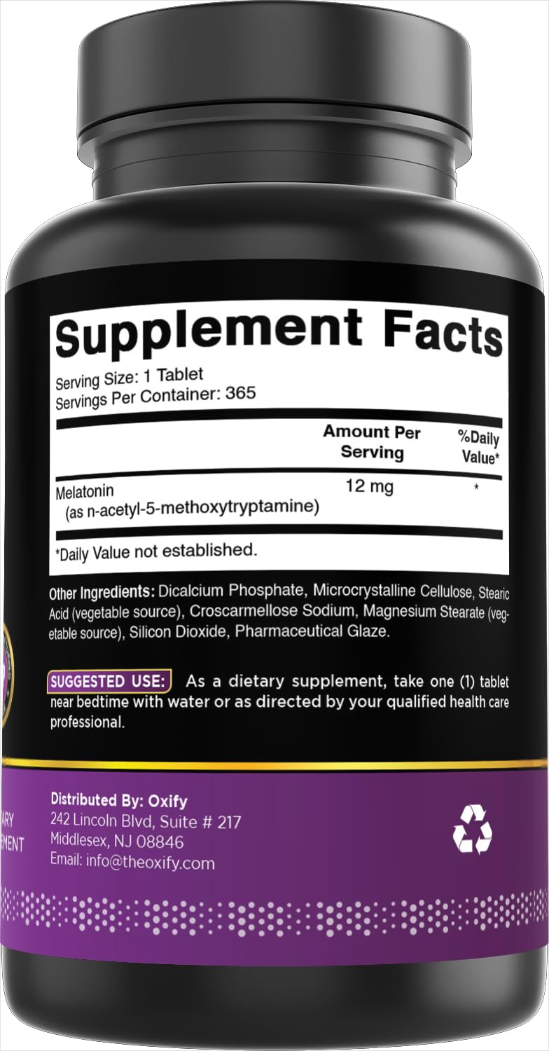 Oxify Melatonin 12 mg, 365 Tablets
