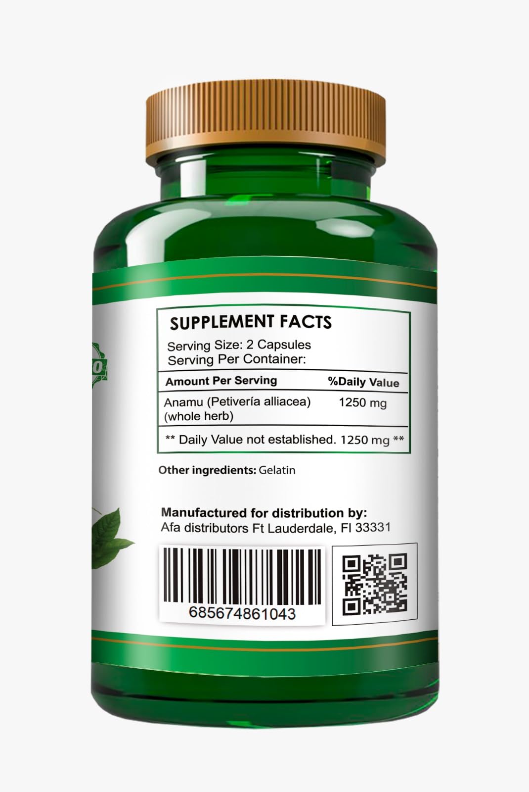 All Nue Anamu 1250mg Capsules, 120 Count
