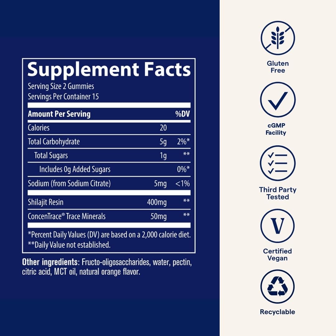 Trace Minerals Shilajit Gummies 30 Count