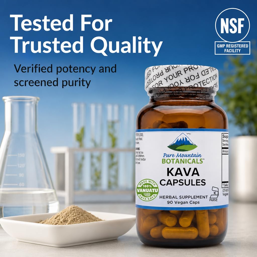 Pure Mountain Botanicals Kava Kava 400mg Capsules, 90 Capsules
