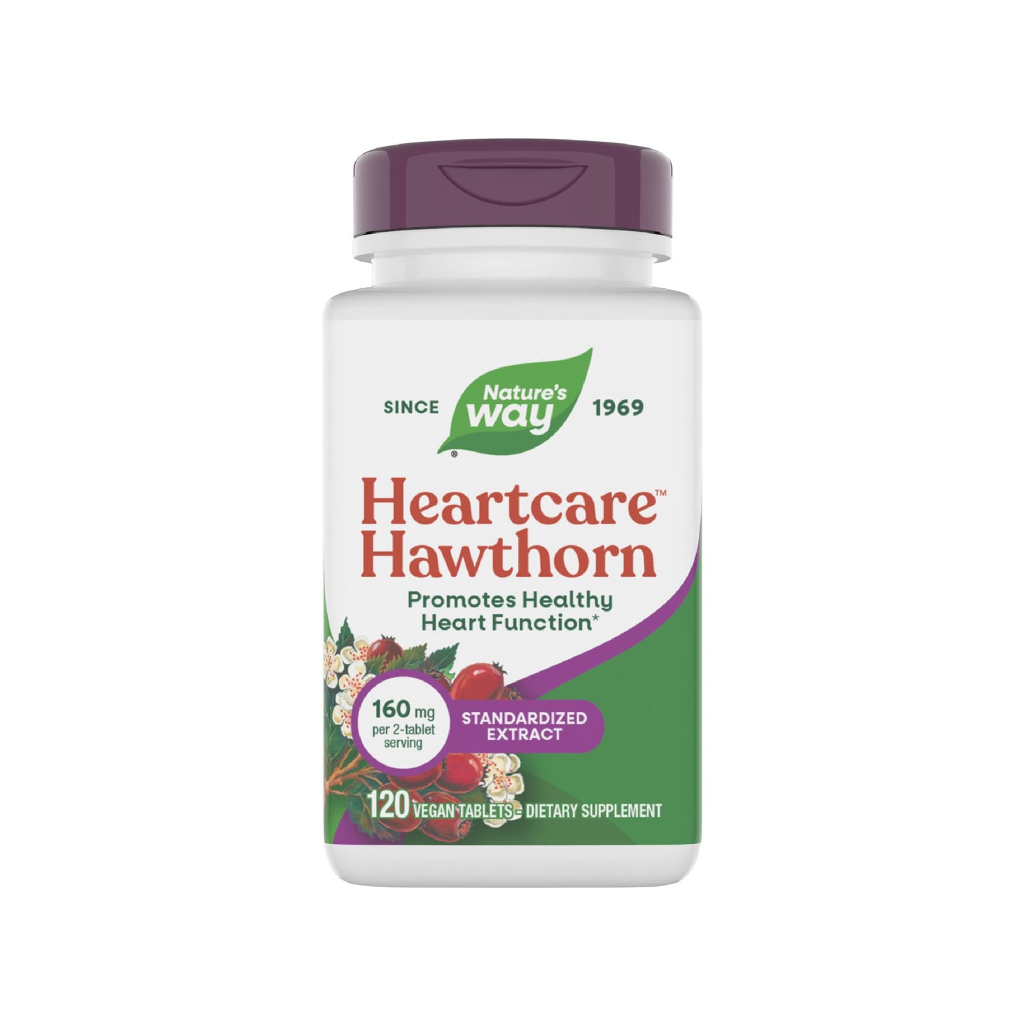 Nature's Way HeartCare Hawthorn Tablets, Standardized Extract, 120 Tablets