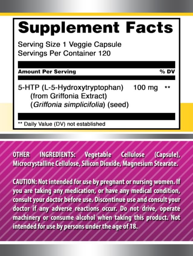 Amazing Nutrition 5-HTP (Hydroxytryptophan) Supplement Capsule, 120 Count